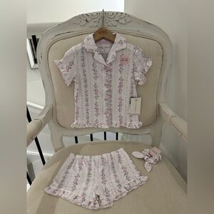 🎀 3T Laura Ashley Lavender Toddler Girls Soft & Pretty Ruffle Pajamas Set NWT